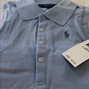 Girls L 12/14 powder blue sleeveless polo NWT